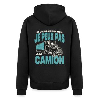 Je peux pas j'ai camion. - Veste à capuche bio Premium Unisexe - noir - Dos - Nico (187cm)