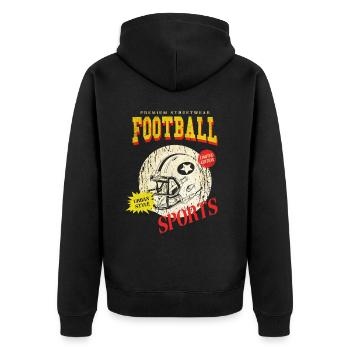 American Football Helm Vintage Retro USA Sport - Unisex Premium Bio Zip Hoodie - Schwarz - Hinten - Nico (187cm)