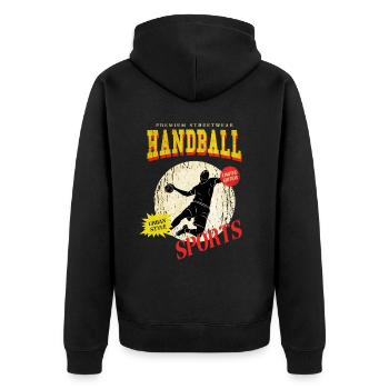Handball Handball Player Handball Player Vintage Retro - Veste à capuche bio Premium Unisexe - noir - Dos - Nico (187cm)