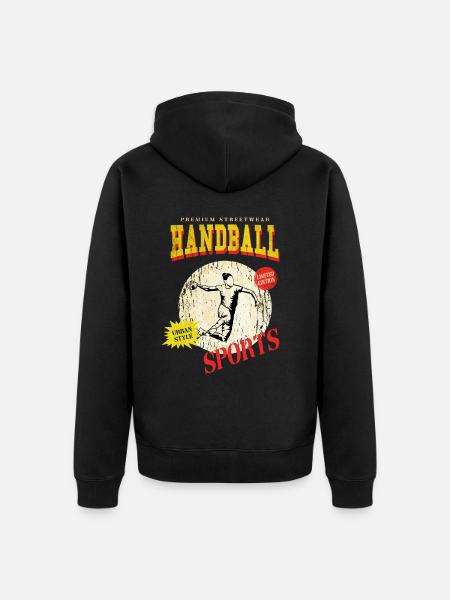 Handball player Handball player Vintage Retro - Unisex Premium Organic Zip Hoodie - black