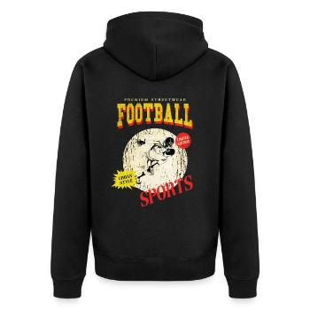 American Football Spieler Vintage Retro USA Sport - Unisex Premium Bio Zip Hoodie - Schwarz - Hinten - Nico (187cm)