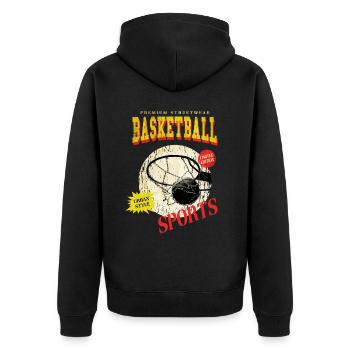 Basketball Basketballer Korb Spieler Sport Vintage - Unisex Premium Bio Zip Hoodie - Schwarz - Hinten - Nico (187cm)