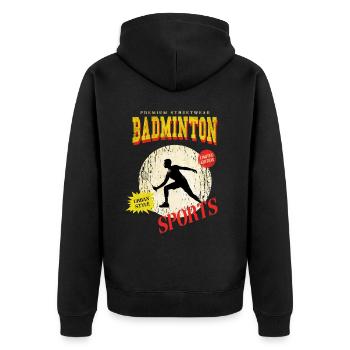 Badminton Federball Sport Spieler Vintage Retro - Unisex Premium Bio Zip Hoodie - Schwarz - Hinten - Nico (187cm)