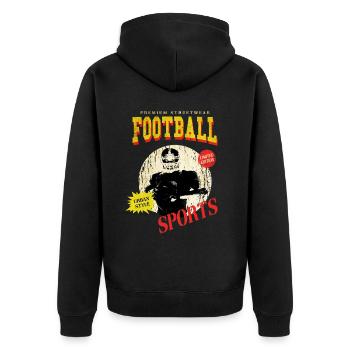 American Football Spieler Vintage Retro USA Sport - Unisex Premium Bio Zip Hoodie - Schwarz - Hinten - Nico (187cm)