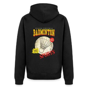 Badminton Federball Sport Spieler Vintage Retro - Unisex Premium Bio Zip Hoodie - Schwarz - Hinten - Nico (187cm)