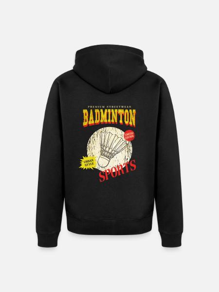 Badminton Badminton Sport Speler Vintage Retro - Uniseks Premium bio ziphoodie - zwart
