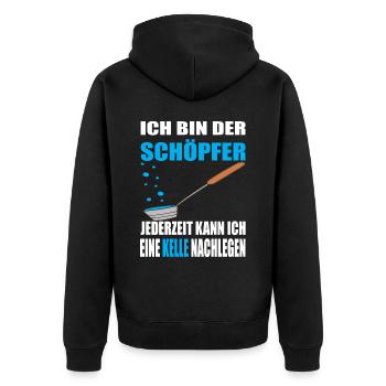 Sauna Saunieren Wellness - Unisex Premium Bio Zip Hoodie - Schwarz - Hinten - Nico (187cm)