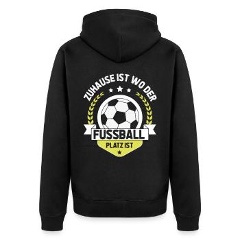 Zuhause ist wo der Fußballplatz ist - Unisex Premium Bio Zip Hoodie - Schwarz - Hinten - Nico (187cm)