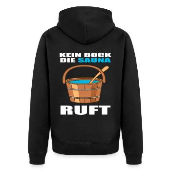 Sauna Saunameister Wellness Entspannung Saunieren - Unisex Premium Bio Zip Hoodie - Schwarz - Hinten - Nico (187cm)