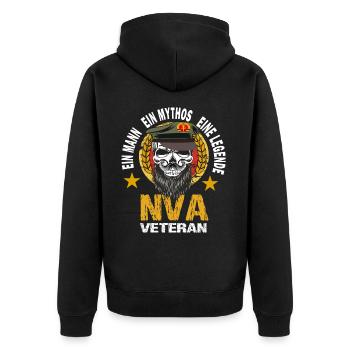 Nva Veteran DDR Armee - Unisex Premium Bio Zip Hoodie - Schwarz - Hinten - Nico (187cm)