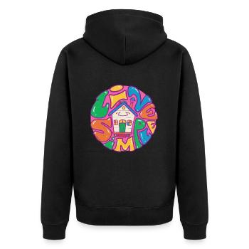 Tiny House Live Simple avec contour violet - Veste à capuche bio Premium Unisexe - noir - Dos - Nico (187cm)