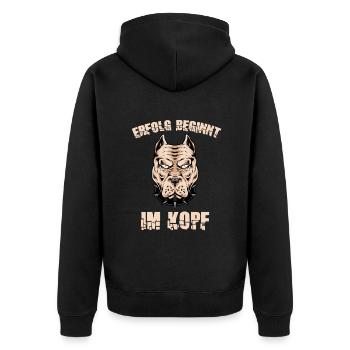 Erfolg beginnt im Kopf Mindset Glauben Erfolg - Unisex Premium Bio Zip Hoodie - Schwarz - Hinten - Nico (187cm)