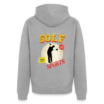 Golf Golfen Golfspieler Sport Hobby Club Vintage - Unisex Premium Bio Zip Hoodie - Grau meliert - Hinten - Nico (187cm)