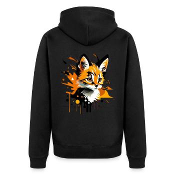 Kätzchen, Katze - Unisex Premium Bio Zip Hoodie - Schwarz - Hinten - Nico (187cm)