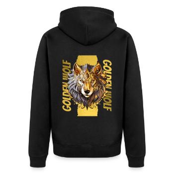 Wolf Wolf’s Head Gold Nature Wilderness Adventure Art - Veste à capuche bio Premium Unisexe - noir - Dos - Nico (187cm)