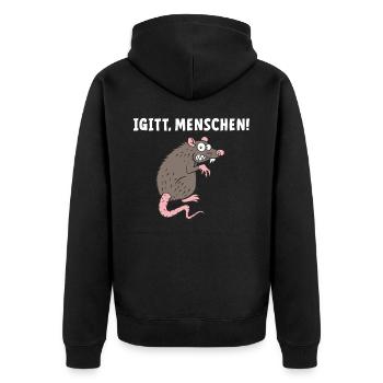 Igitt Menschen - Unisex Premium Bio Zip Hoodie - Schwarz - Hinten - Nico (187cm)