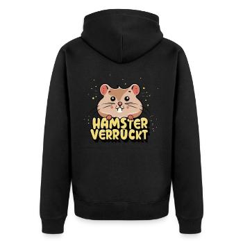 Hamster Verrückt Hamster Goldhamster Hamsterfan - Unisex Premium Bio Zip Hoodie - Schwarz - Hinten - Nico (187cm)