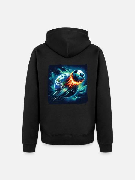 Fireball soccer shoots through space - Unisex Premium Organic Zip Hoodie - black