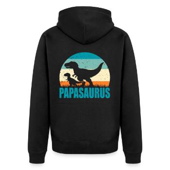 Papasaurus Father's Day Dad Dad Gift Idea - Unisex Premium Organic Zip Hoodie - black - Back - Nico (187cm)