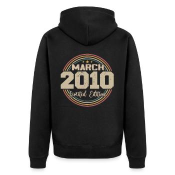 Awesome seit März 2010 Geburtstag 2010 Geschenk - Unisex Premium Bio Zip Hoodie - Schwarz - Hinten - Nico (187cm)