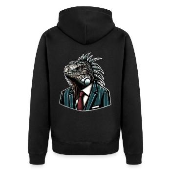 Iguana in a suit - Unisex Premium Organic Zip Hoodie - black - Back - Nico (187cm)