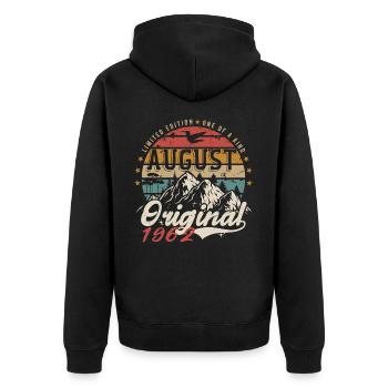 August 1962 - Made In August 1962 - Vintage 1962 - Unisex Premium Organic Zip Hoodie - black - Back - Nico (187cm)