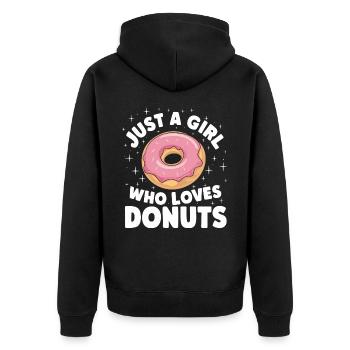 Donut Donuts Süßigkeiten Bagel - Unisex Premium Bio Zip Hoodie - Schwarz - Hinten - Nico (187cm)