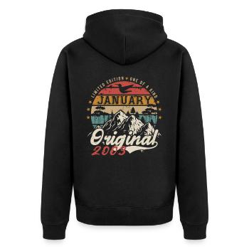 January 2003 Anniversary Gift - January 2003 - Unisex Premium Organic Zip Hoodie - black - Back - Nico (187cm)