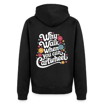 Turnen Turner Gymnastik - Unisex Premium Bio Zip Hoodie - Schwarz - Hinten - Nico (187cm)