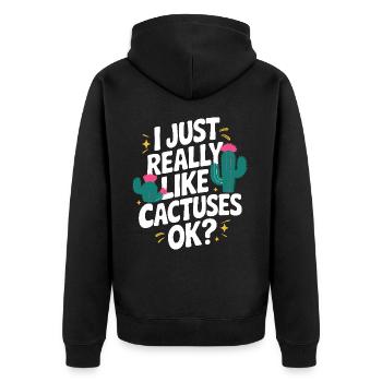 Cactus Cacti Desert Plant - Unisex Premium Organic Zip Hoodie - black - Back - Nico (187cm)