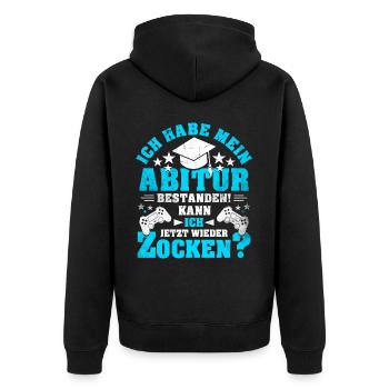 Abitur Abi Abschluss Schule Gamer Gaming Geschenk - Unisex Premium Bio Zip Hoodie - Schwarz - Hinten - Nico (187cm)