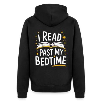 Bücher Buch lesen Bücherei Bibliothek Bücherwurm - Unisex Premium Bio Zip Hoodie - Schwarz - Hinten - Nico (187cm)