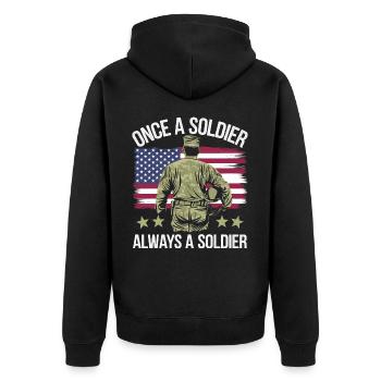 Soldat militaire vétéran - Veste à capuche bio Premium Unisexe - noir - Dos - Nico (187cm)