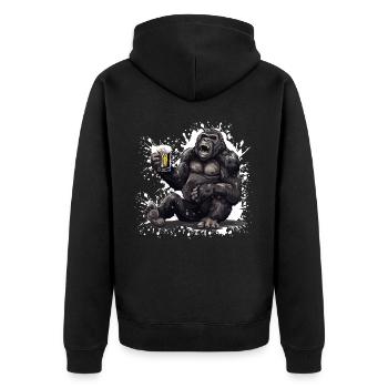 Gorilla Beer Funny - Unisex Premium Organic Zip Hoodie - black - Back - Nico (187cm)