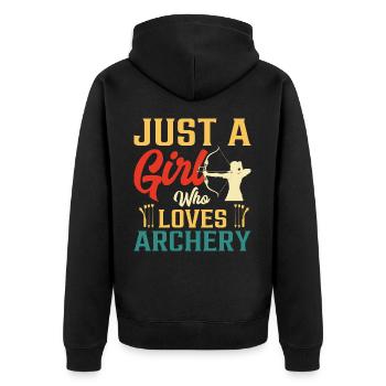 Just A Girl Who Loves Archery - Unisex Premium Organic Zip Hoodie - black - Back - Nico (187cm)