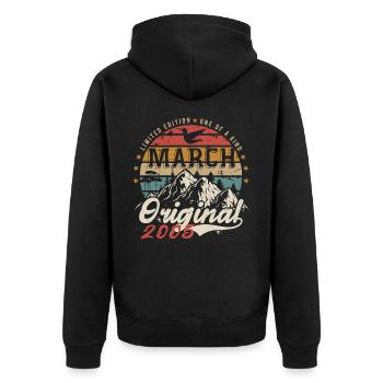 Awesome since March 2005 | Birthday March 2005 - Unisex Premium Organic Zip Hoodie - black - Back - Nico (187cm)