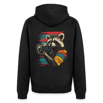 Waschbär mit Spiegelreflexkamera Kamera Fotograf - Unisex Premium Bio Zip Hoodie - Schwarz - Hinten - Nico (187cm)