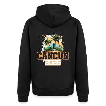 Cancun 2025 Palmen - Unisex Premium Bio Zip Hoodie - Schwarz - Hinten - Nico (187cm)
