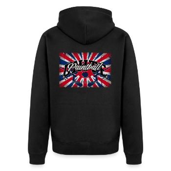 Fusion Jack, Paintball unite flag - Unisex Premium Organic Zip Hoodie - black - Back - Nico (187cm)
