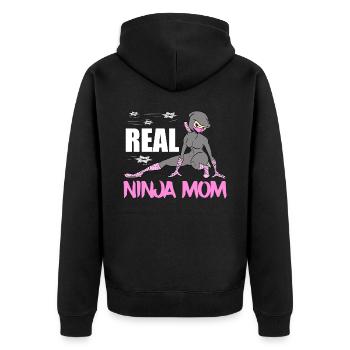 Real Ninja Mom Karate Martial Arts Fencer Ninja - Unisex Premium Organic Zip Hoodie - black - Back - Nico (187cm)
