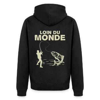 Pêcheur loin du monde Pêche Solitaire - Veste à capuche bio Premium Unisexe - noir - Dos - Nico (187cm)