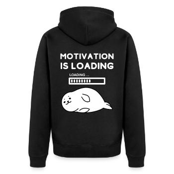 motivation loaded funny saying tired gift - Unisex Premium Organic Zip Hoodie - black - Back - Nico (187cm)