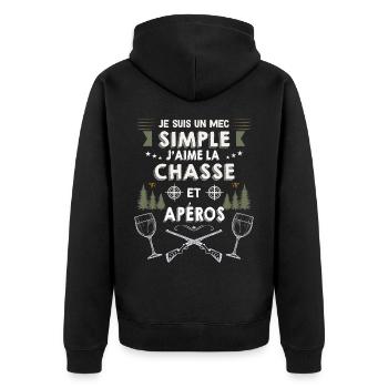 12 - mec simple chasse et apéro 9.png - Veste à capuche bio Premium Unisexe - noir - Dos - Nico (187cm)