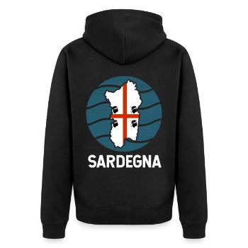 Sardinien Flagge - Unisex Premium Bio Zip Hoodie - Schwarz - Hinten - Nico (187cm)