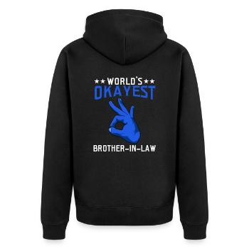 Relative Sister Brother Sibling Collection - Unisex Premium Organic Zip Hoodie - black - Back - Nico (187cm)