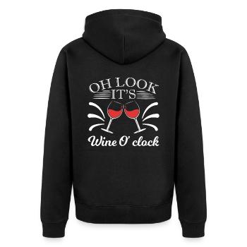 Oh Look It's Wine O'clock Tee For Alcoholic - Unisex Premium Organic Zip Hoodie - black - Back - Nico (187cm)