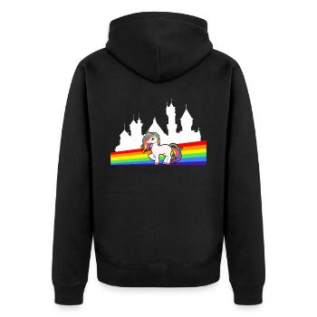 Fairy Tale Magic Colorful Myth Collection Unicorn - Unisex Premium Organic Zip Hoodie - black - Back - Nico (187cm)
