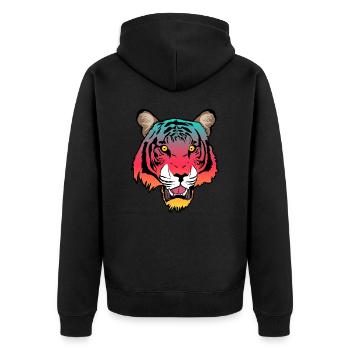 Sind Sie ein Fan von Wildtieren? Einzigartig - Unisex Premium Bio Zip Hoodie - Schwarz - Hinten - Nico (187cm)