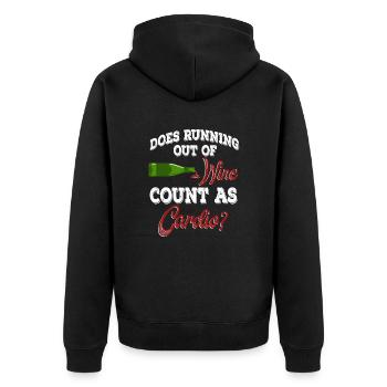 Zählt das Ausgehen von Wein als Cardio-T-Shirt - Unisex Premium Bio Zip Hoodie - Schwarz - Hinten - Nico (187cm)