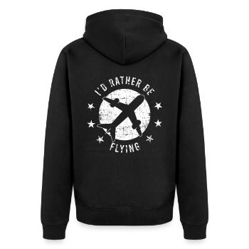 Ich würde lieber fliegen T-Shirt Design für Stolz - Unisex Premium Bio Zip Hoodie - Schwarz - Hinten - Nico (187cm)